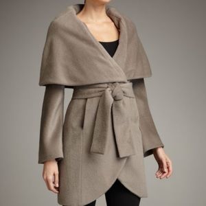 TAHARI MARLA CLASSIC TAUPE COCOON WOOL WRAP COAT